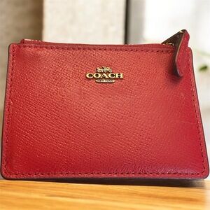 Coach Electric Red Leather ID and card Holder